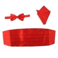 thumbnail image 4 of serony 3pcs Hommes Satin Noeud Papillon Cummerbund Mouchoir Mouchoir Rouge, 4 of 9