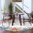 thumbnail image 3 of Blue Coastal Round Area Rug 8Ft Washable Large Circle Rugs for Living Room Dorm, Summer Beach Starfish Weeping Eucalyptus Non-Slip Carpet Floor Mats Indoor Outdoor Carpet Runner Aesthetic Home Decor, 3 of 8
