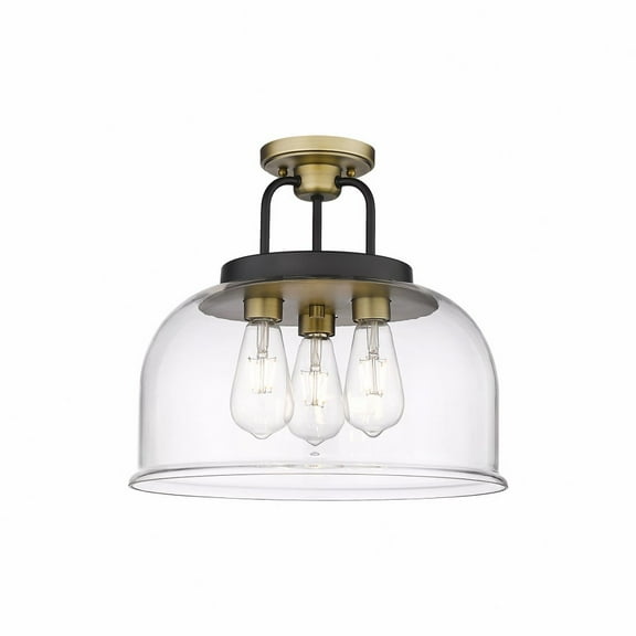 Innovations Lighting  Kahana - 3 Light 15" Semi-Flush Mount Black Brushed Brass/Clear