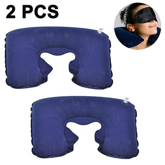 2 Pack U-Shaped Portable Inflatable Travel Neck Pillow,Compact Travel Pillows for Airplanes Travel Light Inflatable Neck Pillow Support Head Neck and Lumbar for Traveling ,Home