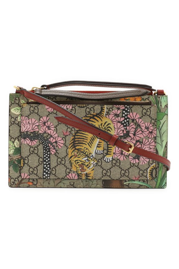 Pre-Owned GUCCI Bengal GG Supreme Tian Tiger Bird Shoulder Bag in PVC and Leather,...