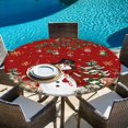 thumbnail image 6 of Red Christmas Snowman Round Tablecloth, Fitted Table Cover with Elastic for 55"-60" Round Tables, Xmas Snowflake Elk Tree Balls Table Cloth Outdoor Indoor Dinning Party Waterproof Tablecloths, 6 of 7