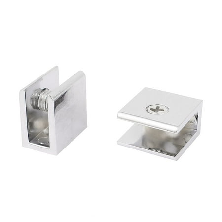 

Unique Bargains Chrome Finished Glass Shelf Clip Clamp Holder Support Bracket 2pcs