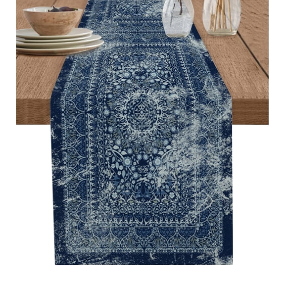 Hokiten Table Runners 72 Inches Long Dress Scarves, Traditional Geometric, Farmhouse Kitchen/Dining Table Runner, Coffee Tablerunners, Classic Art Chic Ethnic Floral 16x72 Inch