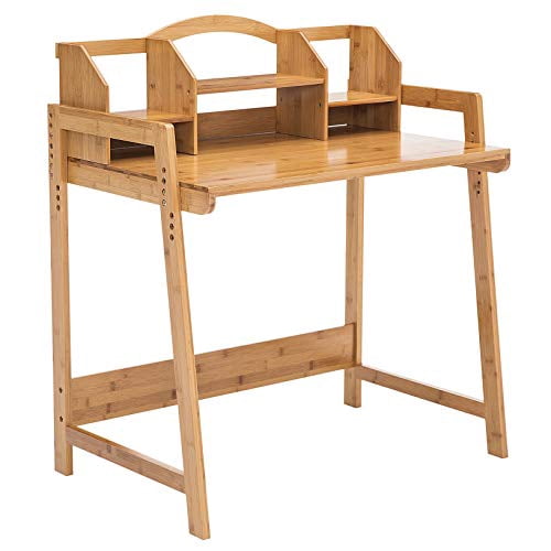 UNICOO® Bamboo Height Adjustable Kids Desk and Chair Set, Children Desk, Study Table and Chair Set (Nature -01)