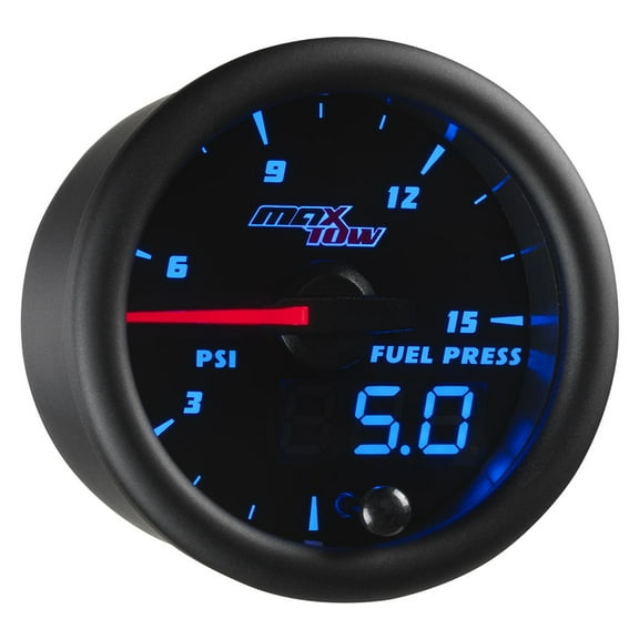 MaxTow | Black & Blue Double Vision Series 15 PSI Fuel Pressure Gauge for Trucks