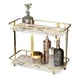 thumbnail image 1 of Organizador de baño de dos niveles, bandeja de tocador de cerámica de mármol con marco de acero inoxidable dorado, 1 of 8