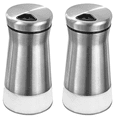 thumbnail image 1 of Elegante juego de salero y pimentero de acero inoxidable, saleros de vidrio y acero inoxidable con orificios de vertido ajustables, diseño elegante para mesa de cocina y comedor, 1 of 5