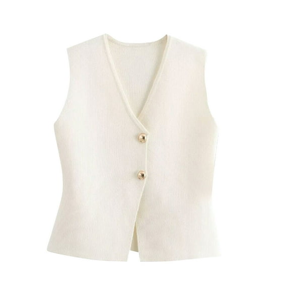 AherBiu Sweater Vests for Women Button down V Neck Sleeveless Jackets Vintage Knitted Waistcoats