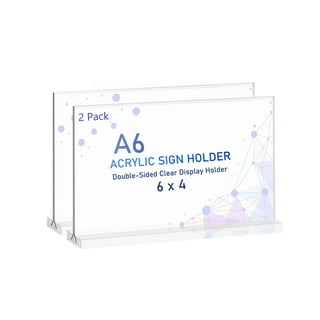 QIFEI Acrylic Slant Sign Holder Plastic Display Stand Table Top Sign Holder  for Sign Stands, Poster Stands, Clips, Telephone Poles, Price, 10pcs 