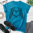 thumbnail image 2 of Skeleton Hands Heart Shirt, Unisex Women's Men's Shirt, Horror Movie Classic Film Lover Halloween Gift, Heather Blue, Small, 2 of 6