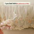 thumbnail image 6 of 1pc White Solid Color Light Beige-Friendly Bed Skirt with Floral Pattern & Ruffled Lace Trim - Breathable Anti-Wrinkle Cover, Detachable Multi-Layer, 6 of 10
