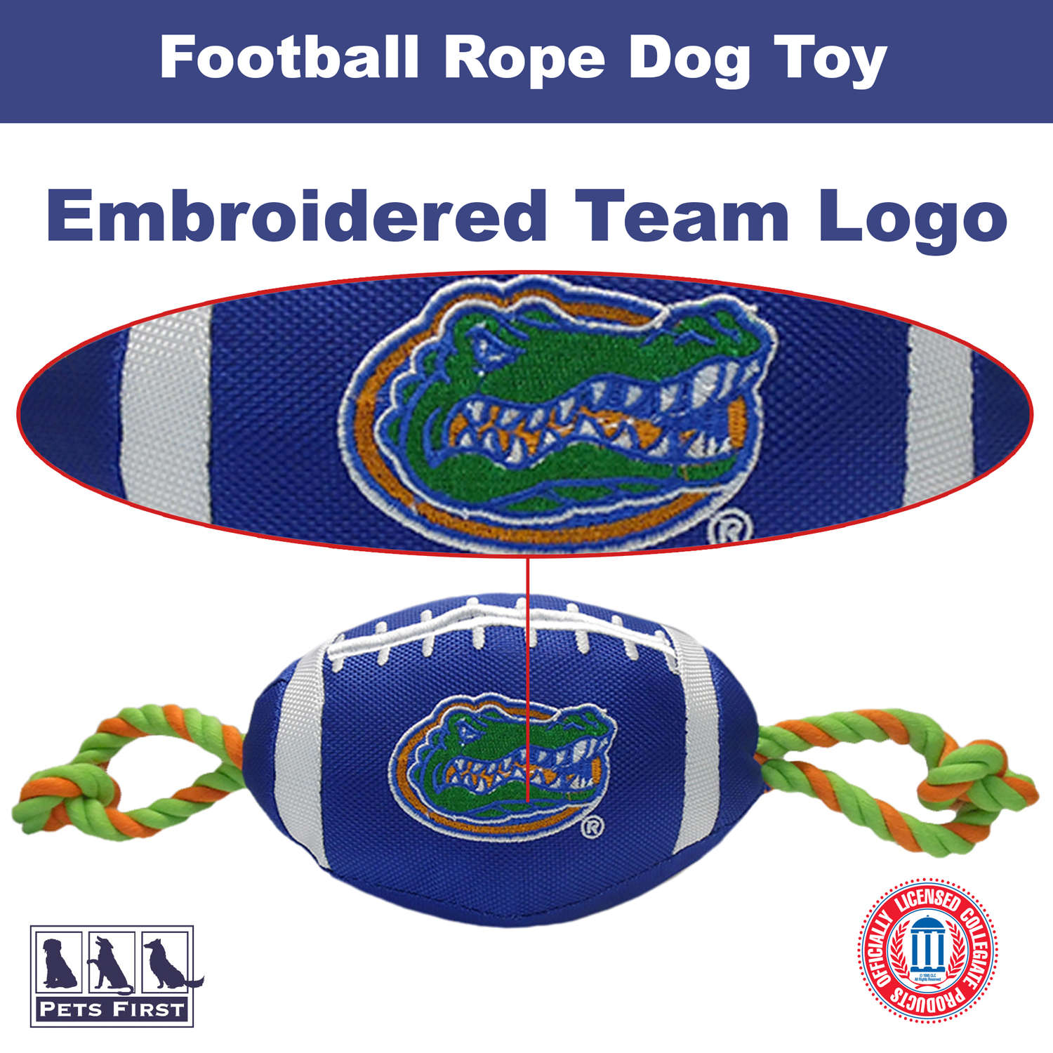 Pets First Collegiate Florida Gators Nylon Football-Licensed