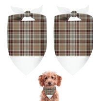 Dog Bandana 2 Pack,Brown Beige Plaid Checkered Pattern Bandanas for Dogs,Cat Bandana,Small/ Large Dog Bandana 2 Size,Dog Bandanas