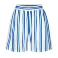 thumbnail image 4 of biudgviw Striped Shorts for Women Elastic High Waisted Beach Bottoms Loose Fit Comfortable Lounge Shorts with Pockets, 4 of 6