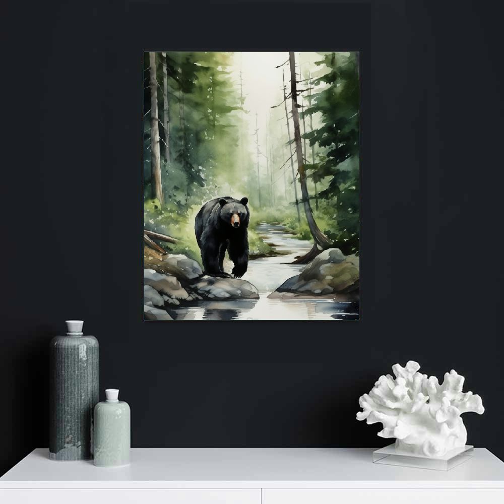 EastSmooth Animal Arts Large Living Room Wall Decor Canvas Wall Art Black Bear Animal Painting Picture Wall Art​ For Living Room Decor Artwork Modern Home Bedroom Wall Decoration