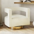 thumbnail image 2 of BELLEZE Swivel Accent Chair, Modern Barrel Chair Comfy Velvet Curved Back Round Chair with Gold Base Wood Frame, 360 Degree Swivel Club Armchair for Living Room, Bedroom, Office - Crown Chair (Ivory), 2 of 7