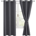thumbnail image 2 of Hiasan Blackout Curtains for Bedroom Sewn with Tiebacks, Thermal Insulated Grommet Room Darkening Window Curtains for Living Room, 42 x 63 Inches, Dark Grey, Set of 2 Drapes, 2 of 12