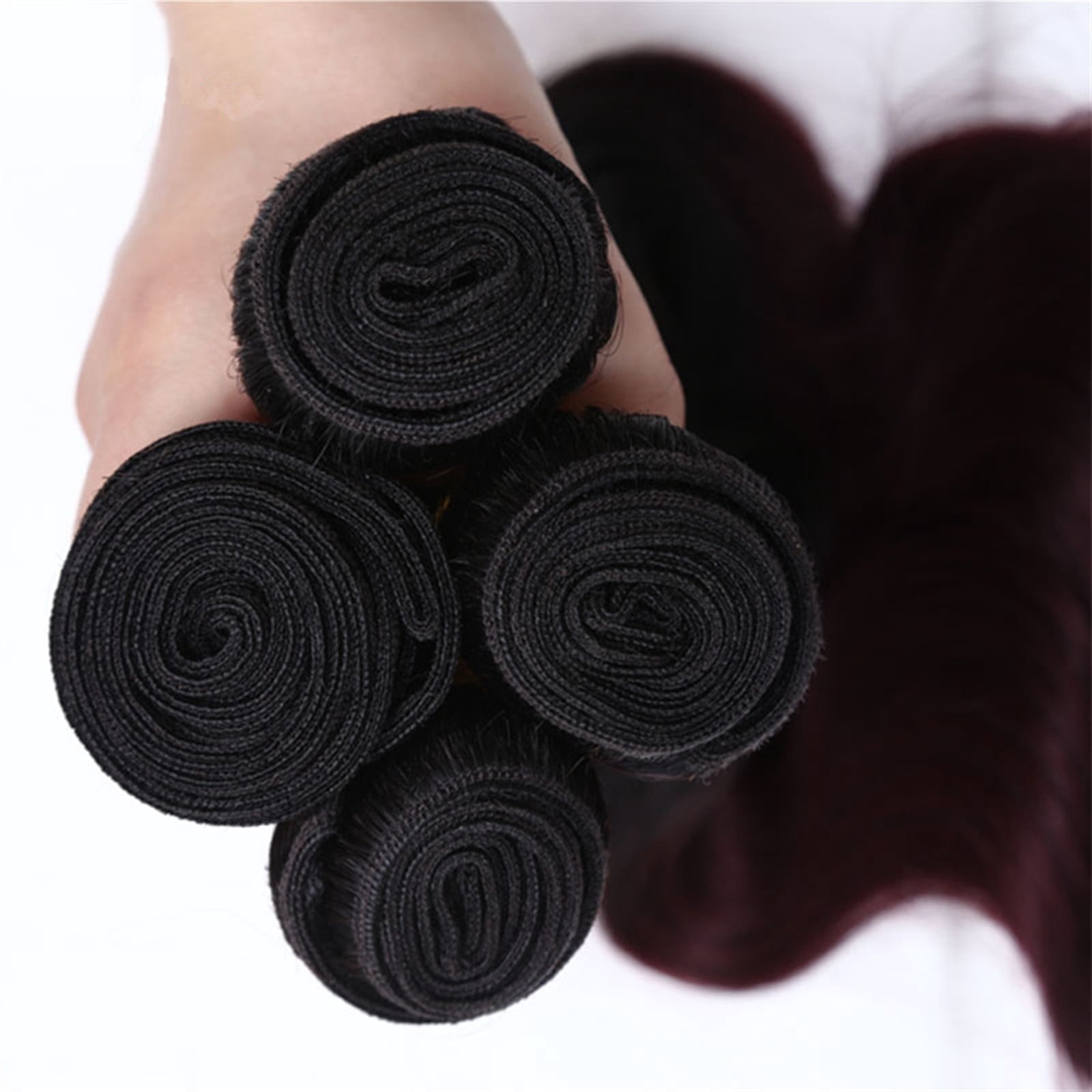 Burgundy Bundles with Closure Body Wave Ombre Bundles With Closure 1B/99J Two Tone Human Hair Weave Colored Bundles