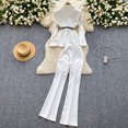 thumbnail image 2 of Conjunto de dos piezas de diamantes de la industria pesada para mujer, traje de cintura versátil, chaqueta de cintura alta, pantalones de cuero ancho, Otoño, nuevo, 2 of 5