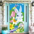 thumbnail image 2 of KOYPTL Easter Door Cover for Front Door, Cute Easter Bunny Egg Wreath Pattern for Front Door, Welcome Door Porch Sign Banner for Spring Holiday Party Easter Decorations Indoor, 35.4x70.8 inch, A, 2 of 7