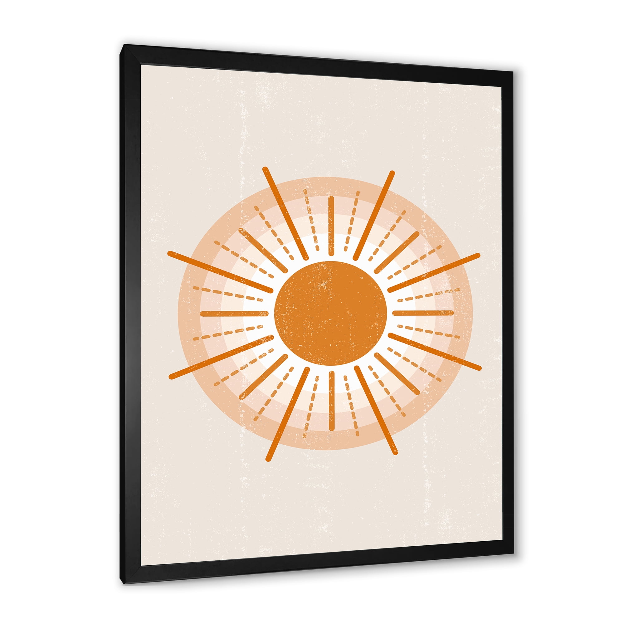 Designart 'Orange Radiant Sun II' Modern Framed Art Print