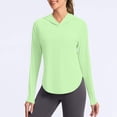 thumbnail image 3 of Bxsruta Women's Long Sleeve Hooded Athletic Shirt UPF 50+ Sun Protection Quick Dry Workout Top for Hiking Running and Casual Wear, 3 of 8