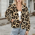 thumbnail image 3 of Jackets for Women Winter Coat Jackets Flannel Stand Collar Jacket(Leopard Print Tan Black Background,Size:S-4XL), 3 of 7