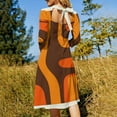 thumbnail image 5 of Retro Orange Brown Abstract Art Womens Summer Dress Tie Back A Line Flare Dress, 5 of 9