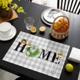 thumbnail image 3 of Rustic Home Placemats Set of 4, Green Eucalyptus Leaves Wreath Wooden Plaid Placemats for Dining Table, Place Mats for Kitchen Tabletop, Waterproof Wipeable Dining Table Mats Set, 3 of 9