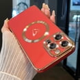 thumbnail image 4 of Magnetic Case for iPhone 14 Pro Max Phone Case for Women, Cute Love Heart Soft Magsafe Case, Raised Full Camera Lens Protection for iPhone 14 Pro Max Phone Case Magsafe (6.7")- Red, 4 of 7