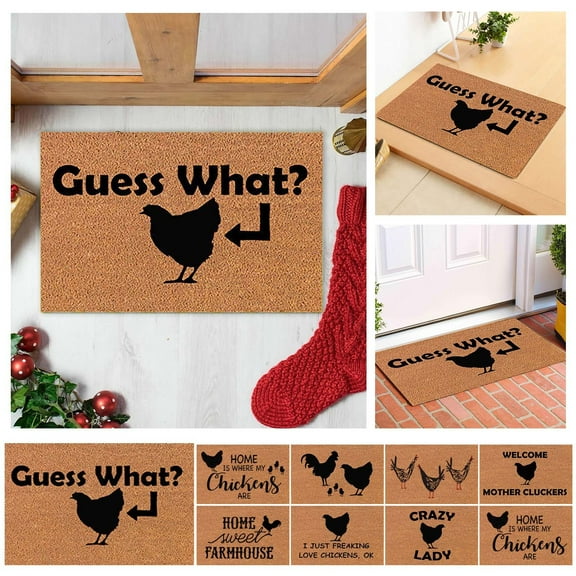 1X Funny Chicken English Floor Mat Funny Christmas Chicken Door Mat Slip Dirty Door Rug for Entrance Front Door Outdoor Entrance Porch Mat With Slip Polyester Funny Christmas Floor Mat