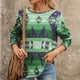 thumbnail image 2 of Top de manga larga con estampado étnico de cuello redondo para mujer de primavera y otoño Pompotops  FGAJ5537, 2 of 8