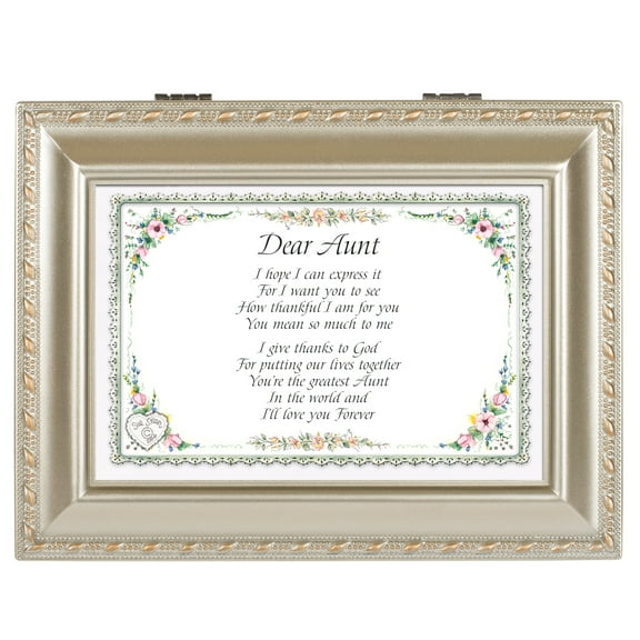 Dear Aunt Champagne Silver Music Box/Jewelry Box Plays You Light Up My Life