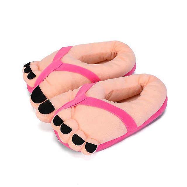 Pantuflas de invierno de color rosa 35-39, divertidas y raras pantuflas cálidas para parejas, pantuflas de felpa para interiores con pies grandes para niños, hombres y mujeres