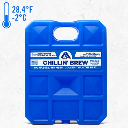 Long-Lasting Ice Pack for Coolers, Lunches, Camping, Fishing, and More, Chillin' Brew Series by Arctic Ice, Reusable X-Large Ice