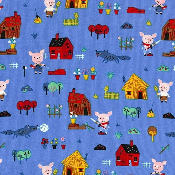 Timeless Treasures Children Blue Huff and Puff