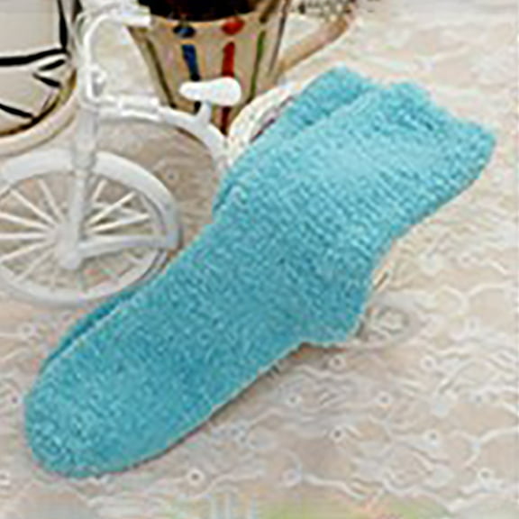 1 Pair of Socks Green Women Fuzzy Fluffy Cozy Slipper Socks Warm Soft Winter Plush Home Sleeping Socks