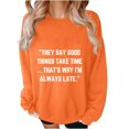 thumbnail image 3 of Jinhomg Womens Oversized Boyfriend Sweatshirt 2025 Trendy Letter Print Y2K Tops Casual Comfy Long Sleeve Drop Shoulder Pullover Daily Wear Orange M, 3 of 6