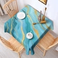 thumbnail image 2 of Blue and Gold Marble Shimmer Streaks Pattern Square Tablecloth,Waterproof Square Table Cover,Wipeable Spillproof Washable Table Cover for Home Kitchen Party Decor 42"X42"(107x107cm), 2 of 6