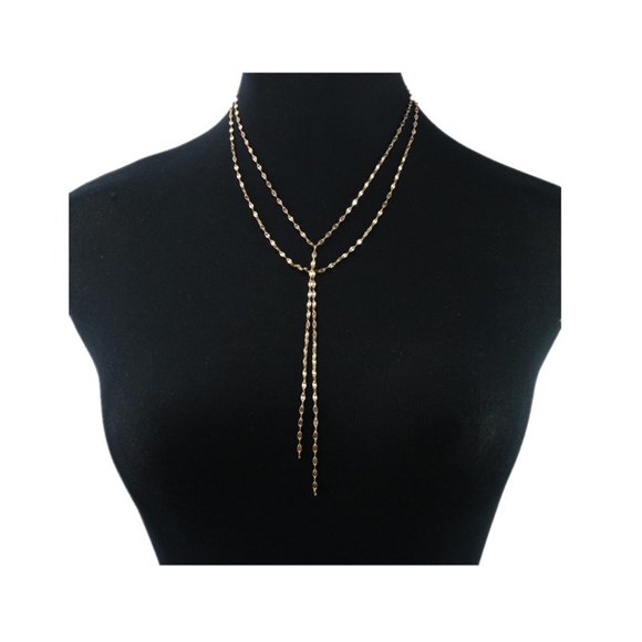 LYMAYTER Double Layers Necklace Women's Layered Necklace - Long Tassel, Golden, Double - Layered, AdjUS-CYYLtable
