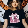 thumbnail image 3 of XOXO Nurse T-Shirt for Women, Pink Bow and Checkered Graphic Tee, Light Pink, Size 3XL, 3 of 6
