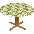 thumbnail image 2 of Summer Yellow Lemon Green Leaf Round Tablecloth Farmhouse Table Cover with Elastic Edge Washable Fitted Table Cloth for Kitchen Patry Outdoor Decor Fits 44", Medium, 2 of 6