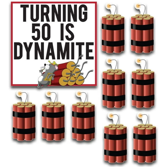Turning 50 Is Dynamite Yard Decoration Set, 50th Birthday Outdoor Decorations- 11 Stakes