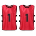 thumbnail image 4 of Tignapoo 6-Pack Kids' Reversible Sports Vests with Numbering 1-6 - Bright Red for Active Play, Perfect for Football and Basketball Practice, 4 of 7