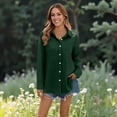 thumbnail image 2 of Effortless Solid Color Everyday Shirt, Long Sleeve Button-Up Top with Airy Loose Fit & Moisture-Wicking Comfort Technology,Dark Green M, 2 of 5