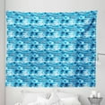 thumbnail image 1 of Sea Shells Tapestry, Abstract Horizontal Wavy Lines with Starfish Silhouettes and Scallops, Fabric Wall Hanging Decor for Bedroom Living Room Dorm, 5 Sizes, Blue Dark Blue White, by Ambesonne, 1 of 1