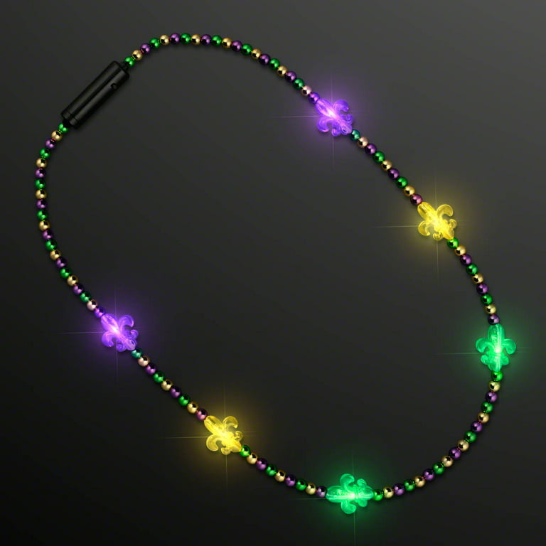 Fleur de Lis Light Up Necklaces Mardi Gras Beads by FlashingBlinkyLights 