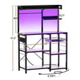 thumbnail image 4 of iSunirm Bakers Rack with Power Outlet and LED Light, Microwave Oven Stand Kitchen Storage Shelf with Wire Basket, Coffee Bar Station Island Table with 10 Hooks, for Pots, Spices, Pans, Black, 4 of 8