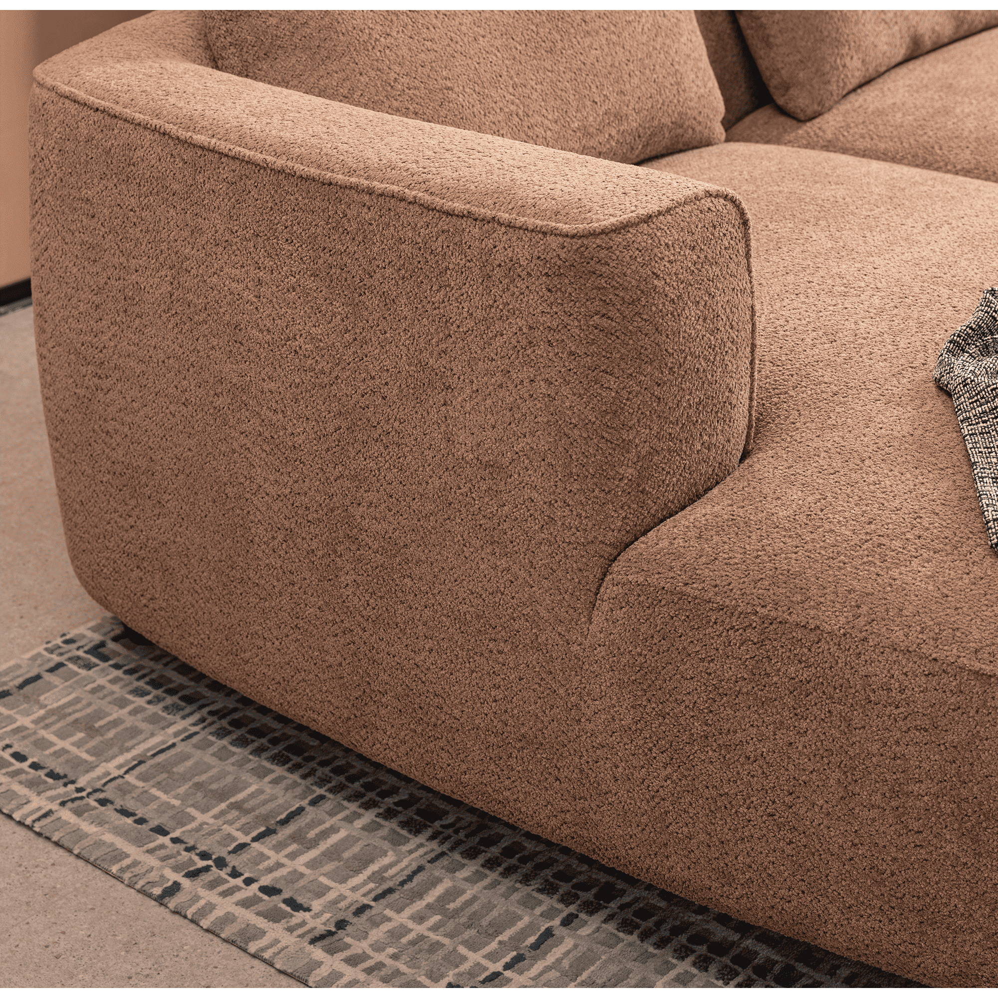 MAYEERTY Mid-century modern sofa, three seat sofa with Recliner, living room, bedroom, living room, camel color